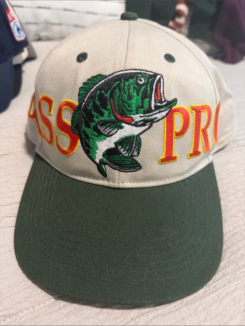 Bass Pro Shops Green, Tan & Yellow Embroidered Bass Logo Cap